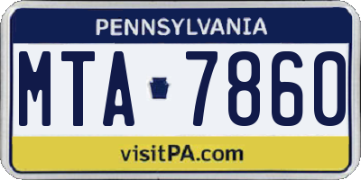 PA license plate MTA7860