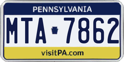 PA license plate MTA7862