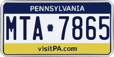 PA license plate MTA7865