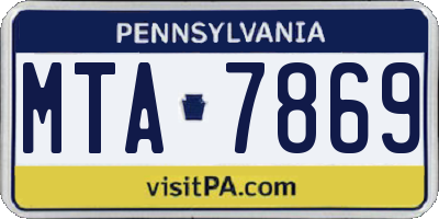 PA license plate MTA7869