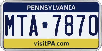 PA license plate MTA7870