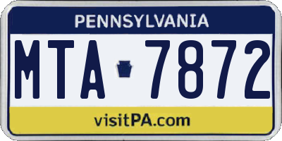 PA license plate MTA7872
