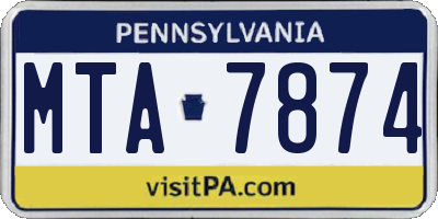PA license plate MTA7874