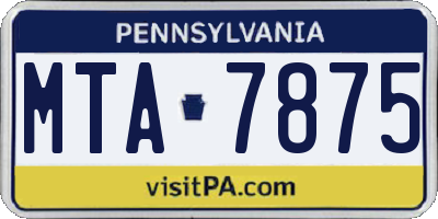 PA license plate MTA7875