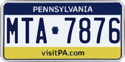 PA license plate MTA7876