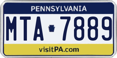 PA license plate MTA7889