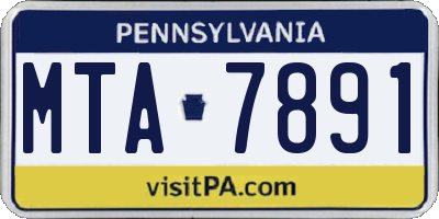 PA license plate MTA7891