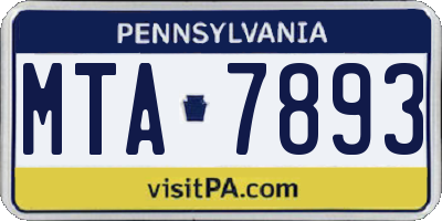 PA license plate MTA7893