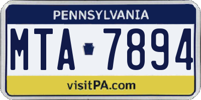 PA license plate MTA7894