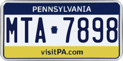 PA license plate MTA7898