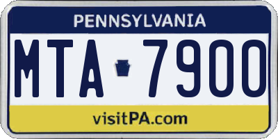 PA license plate MTA7900