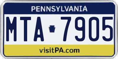 PA license plate MTA7905