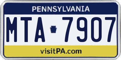 PA license plate MTA7907