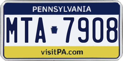PA license plate MTA7908