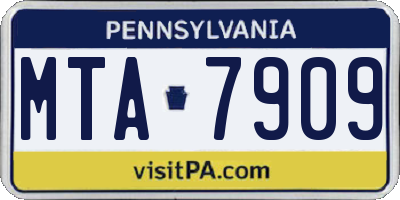 PA license plate MTA7909