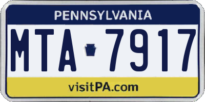 PA license plate MTA7917