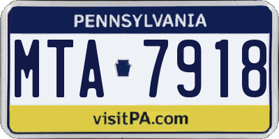 PA license plate MTA7918