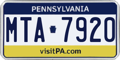 PA license plate MTA7920