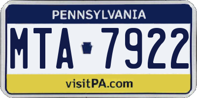 PA license plate MTA7922