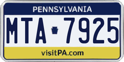 PA license plate MTA7925