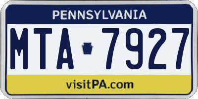 PA license plate MTA7927