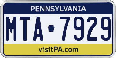 PA license plate MTA7929