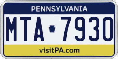 PA license plate MTA7930