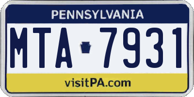 PA license plate MTA7931