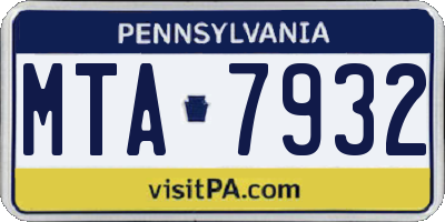 PA license plate MTA7932