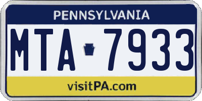 PA license plate MTA7933