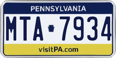 PA license plate MTA7934