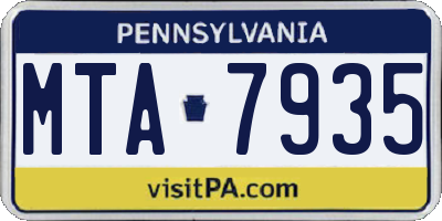 PA license plate MTA7935
