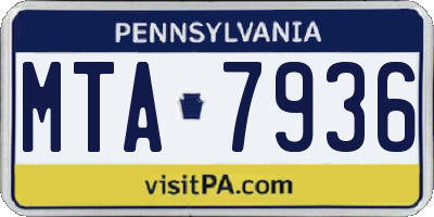 PA license plate MTA7936