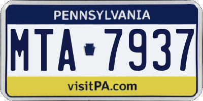 PA license plate MTA7937