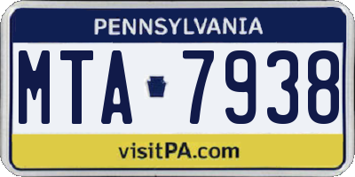 PA license plate MTA7938