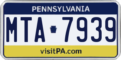 PA license plate MTA7939