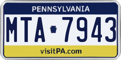 PA license plate MTA7943