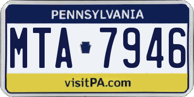 PA license plate MTA7946