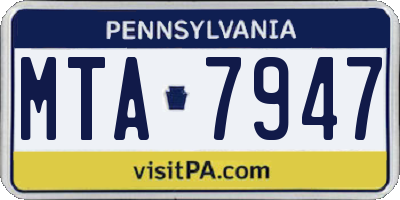 PA license plate MTA7947