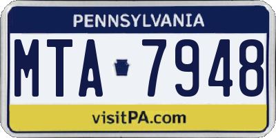 PA license plate MTA7948