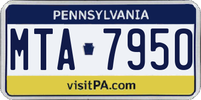 PA license plate MTA7950