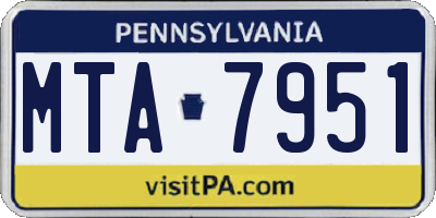 PA license plate MTA7951