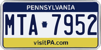 PA license plate MTA7952
