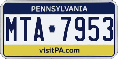 PA license plate MTA7953