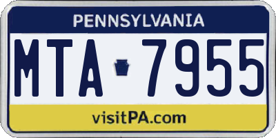 PA license plate MTA7955