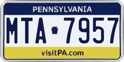 PA license plate MTA7957