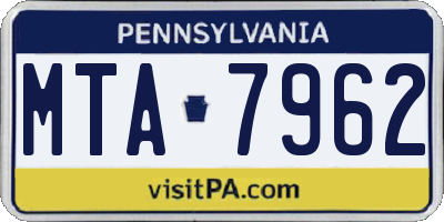 PA license plate MTA7962
