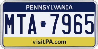 PA license plate MTA7965