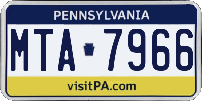 PA license plate MTA7966