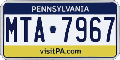 PA license plate MTA7967